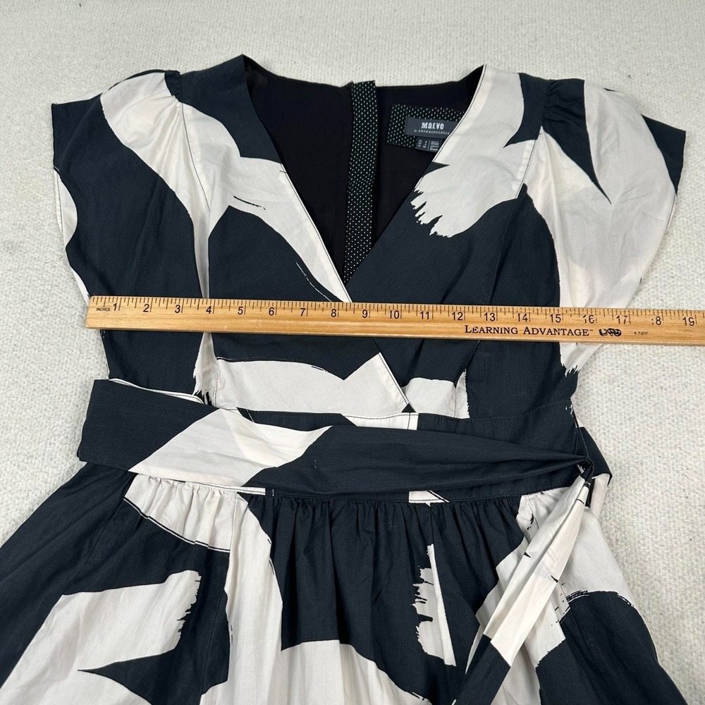 Maeve Anthropologie Mairead Fit & Flare Midi Dress Sz 2 Abstract Black White - Picture 7 of 11